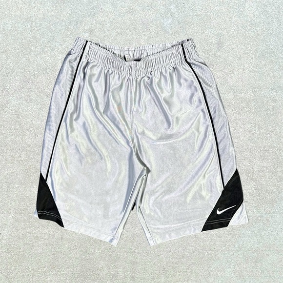 Nike Other - Nike Shorts Boys Medium Black Silver Polyester‎ Athletic Basketball Swoosh Y2K